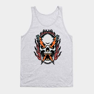 thunder skull tattoo art Tank Top